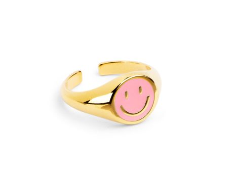 Smiley Rose Enamel Gold Ring Cheap