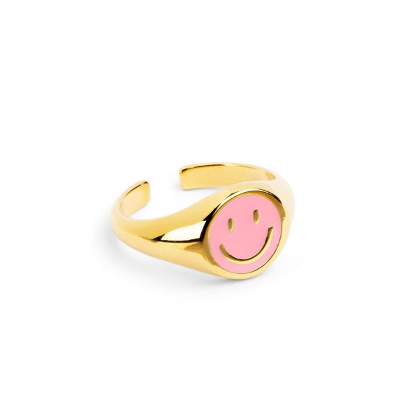 Smiley Rose Enamel Gold Ring Cheap