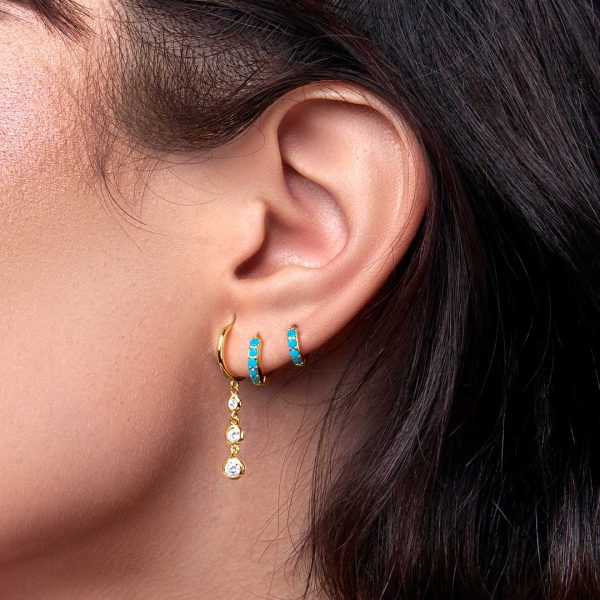 Cleo M Turquoise Gold Single Hoop Earring Discount