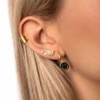 Smiley Black Enamel Gold Hoop Earrings Fashion