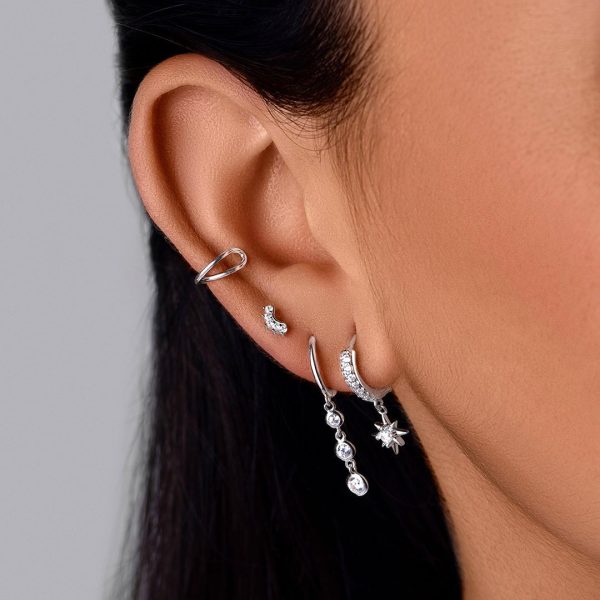 Mini 5 Sparks Silver Single Earring Online Sale