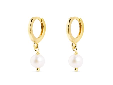 Pearl Gold Hoop Earrings Sale