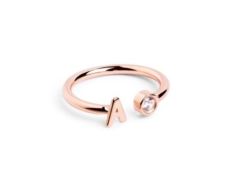 Custom Letter Diamond Rose Gold Ring Online Sale