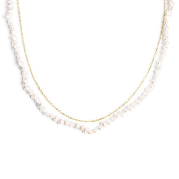 Pearl Chain Gold Necklace Online now