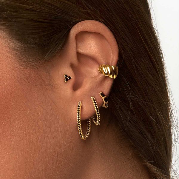 Clover Black Gold Single Earring For Cheap