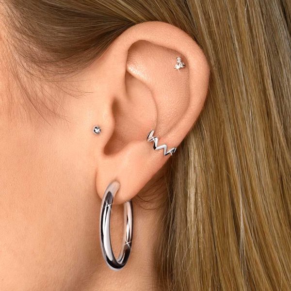 Zig Zag Ear Cuff Silver Single Earring For Discount