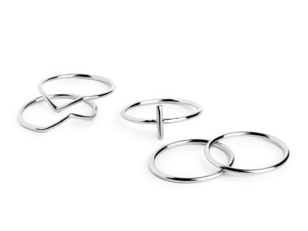 5 Pack Nefertiti Silver Rings on Sale