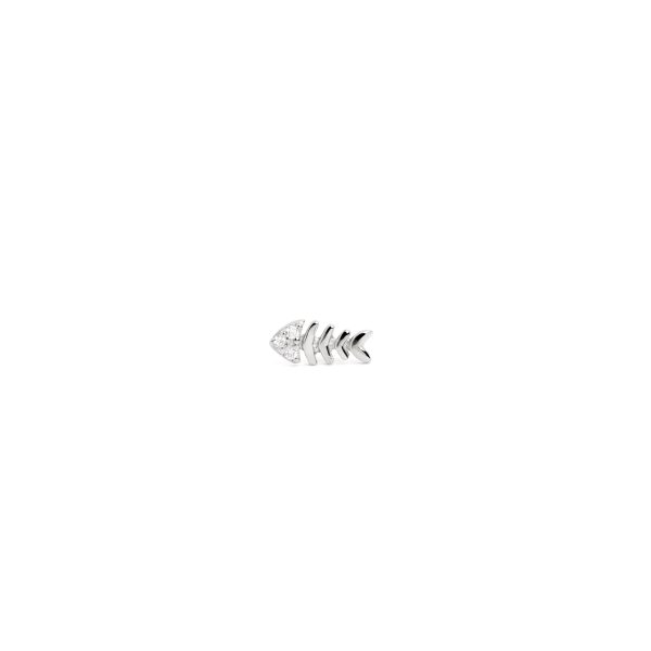 Fishbone Spark Silver Single Earring For Sale