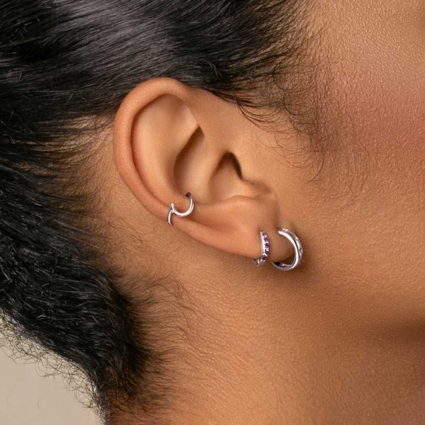 Ear Cuff Wave Silver Single Earring For Sale