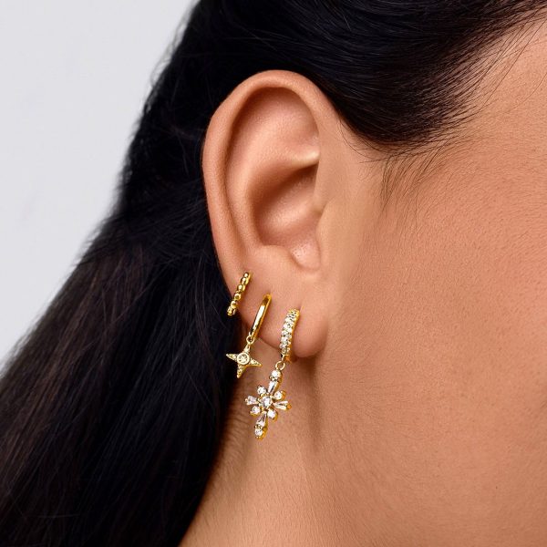 Cross Spark Gold Hoop Single Earring Sale