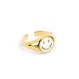 Smiley White Enamel Gold Ring Discount