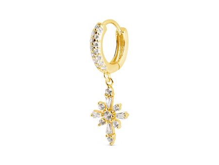 Cross Spark Gold Hoop Single Earring Sale