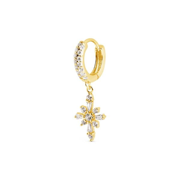 Cross Spark Gold Hoop Single Earring Sale