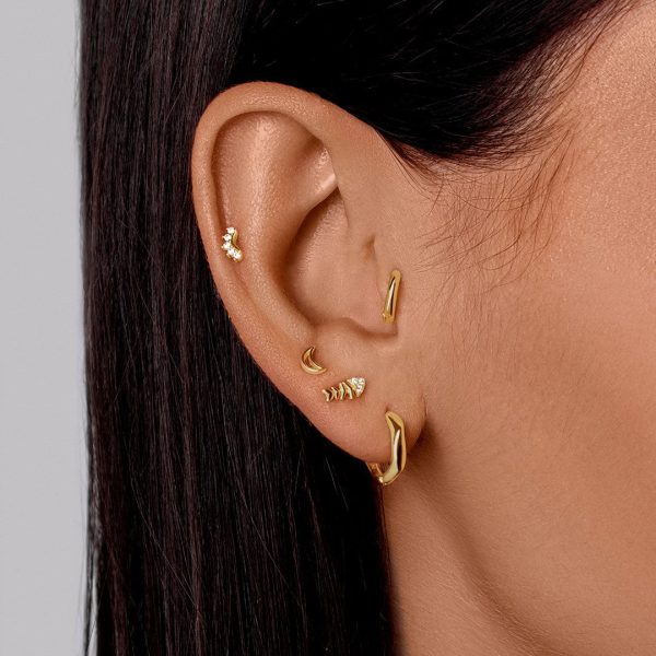 Fishbone Spark Gold Single Earring Supply