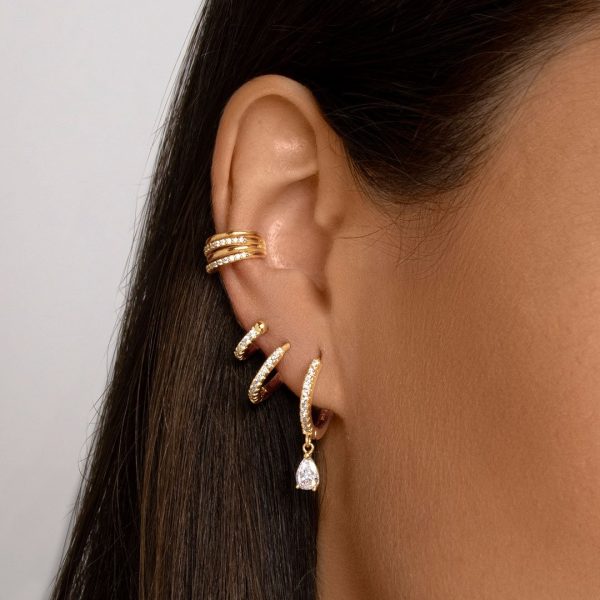 Ear Cuff Double Sparks Gold Hoop Single Earring Online