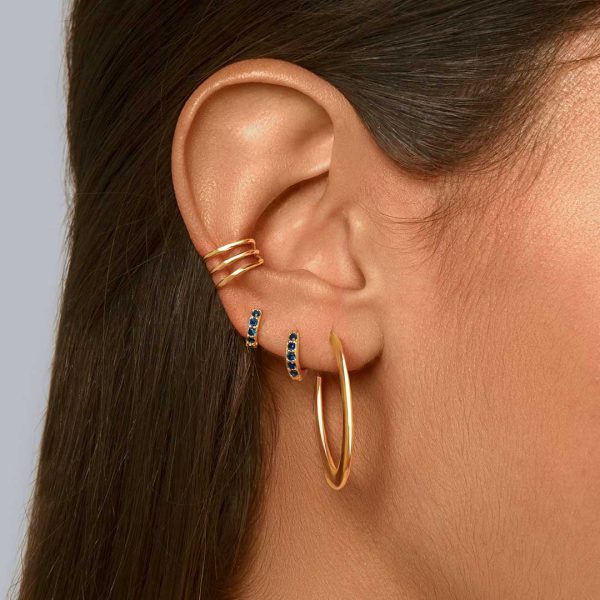 Cleo S Sapphire Gold Hoop Single Earring For Cheap