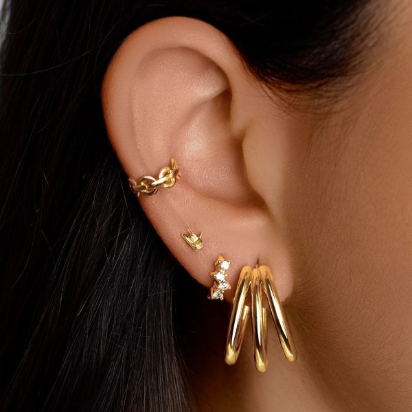 Rock On Gold Single Earring Online Hot Sale