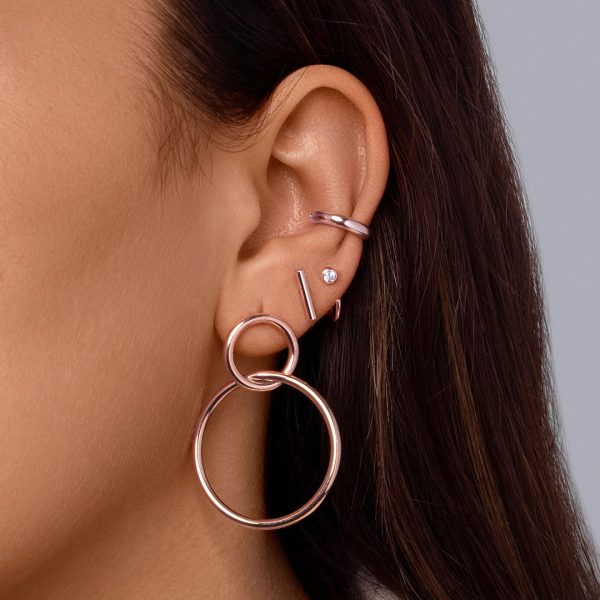 Ear Cuff Ring Rose Gold Single Earring For Sale