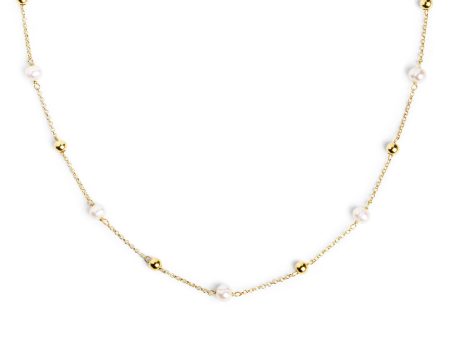 Mini Pearls Gold Necklace For Cheap