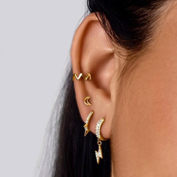 Moon Shape Gold Single Earring For Discount